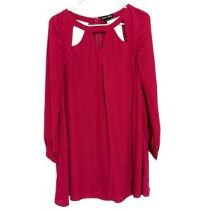 2/$30 Love & Love - Fuchsia Pink Long Sleeve Cutout Mini Dress Size Small